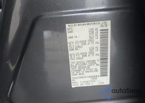 2018 Nissan Murano Sv из США, поврежденный, VIN 5N1AZ2MH6JN166884